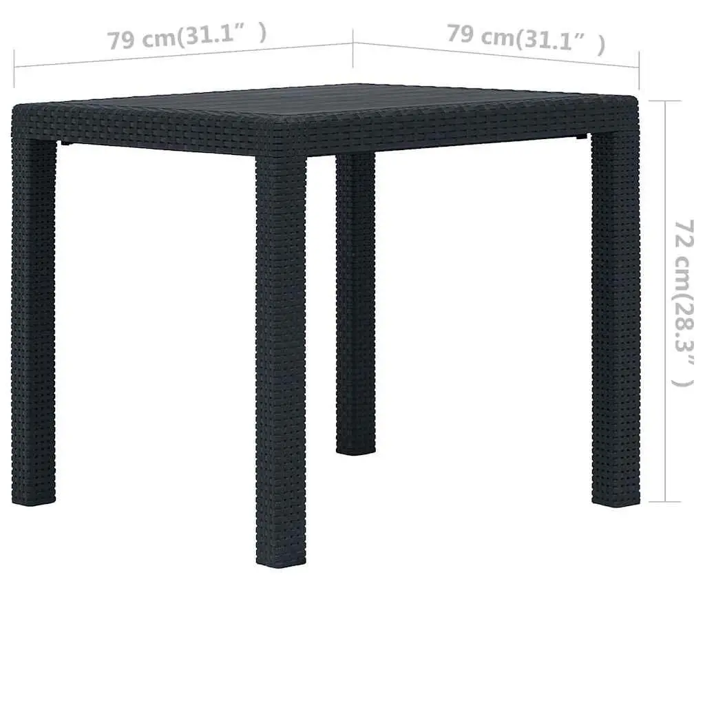 Garden Table Plastic 79x79x72cm Anthracite Outdoor Furniture Rattan Look Lightweight