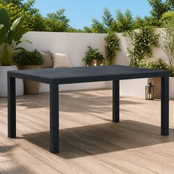 Outdoor Rattan Look Plastic Dining Table in Anthracite