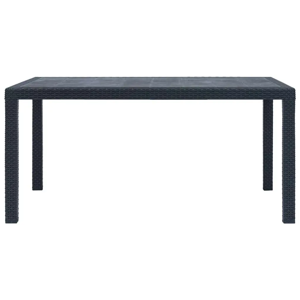 Outdoor Rattan Look Plastic Dining Table in Anthracite