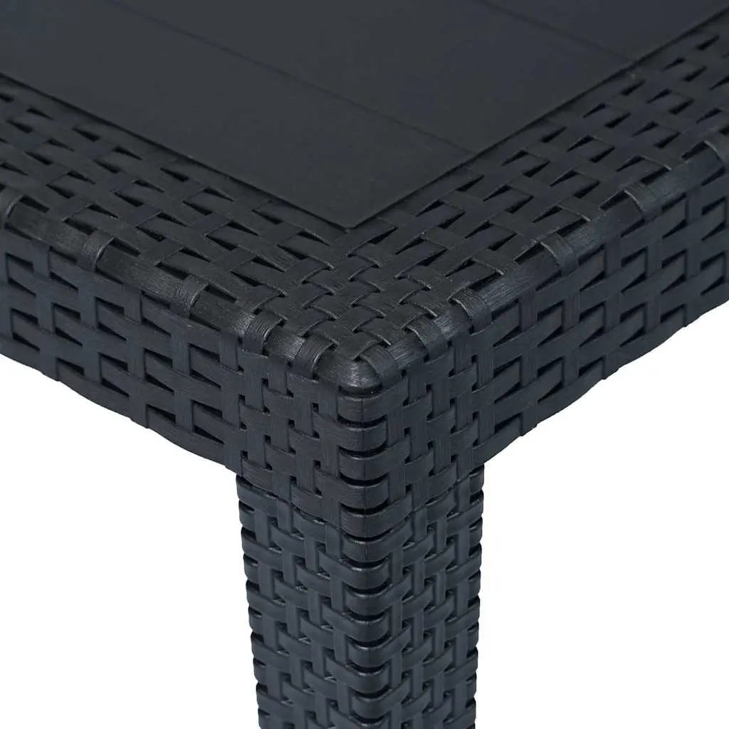 Outdoor Rattan Look Plastic Dining Table in Anthracite