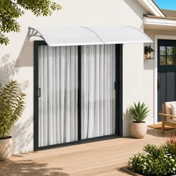 Door Canopy 240x100cm Grey Polycarbonate Awning Window Protection Outdoor