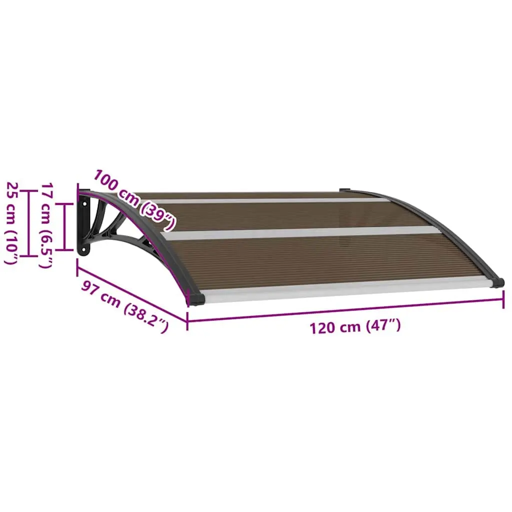 Black Door Canopy 120x100cm Weather Protection Awning
