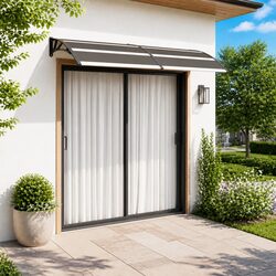 Durable Black Door Canopy 240x100cm Polycarbonate Awning