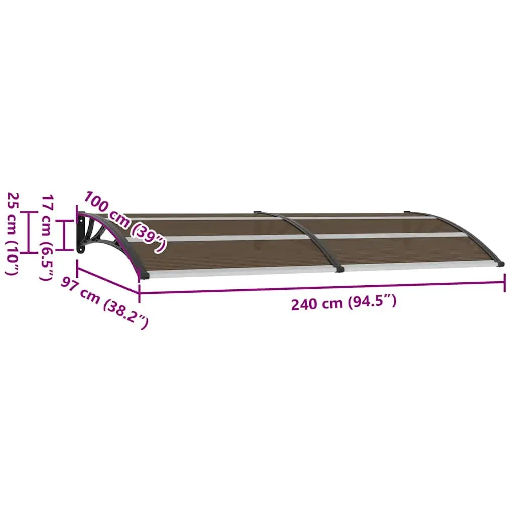Black Door Canopy 240x100cm Polycarbonate Awning