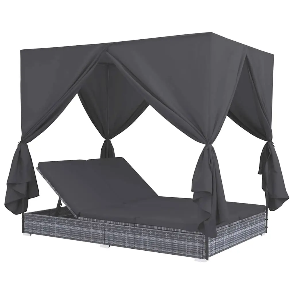 Outdoor Lounge Bed for Two with Curtains