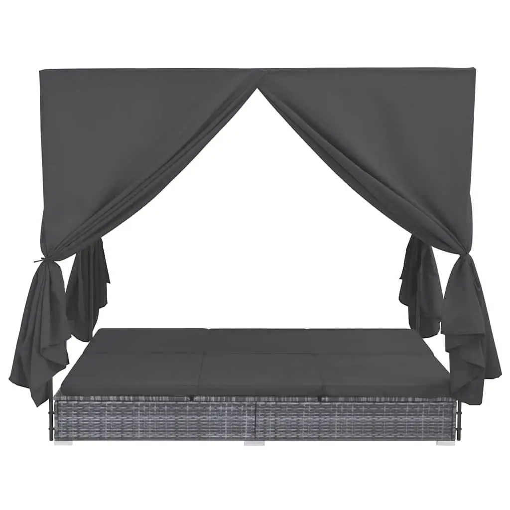 Outdoor Lounge Bed for Two with Curtains
