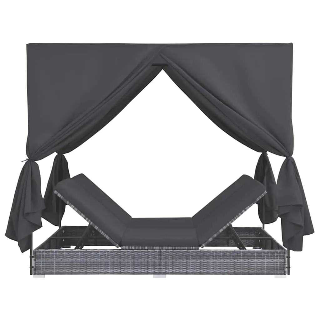 Outdoor Lounge Bed for Two with Curtains
