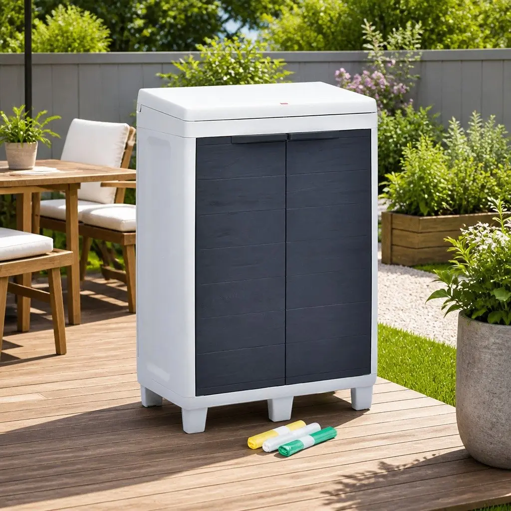 Grey Garden Waste Bin with 3 Sorting Compartments