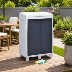 Durable Grey Garden Waste Bin with 3 Sorting Compartments