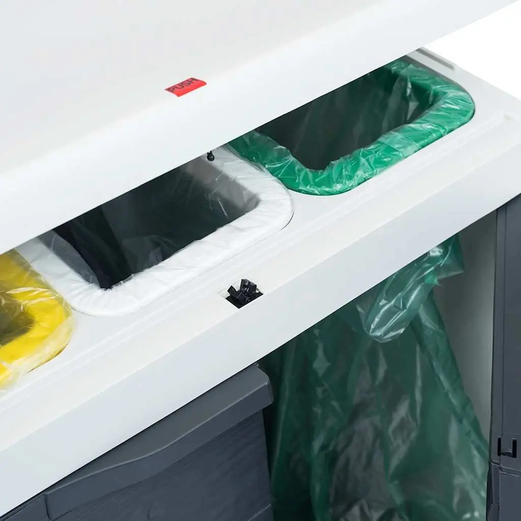 Grey Garden Waste Bin with 3 Sorting Compartments