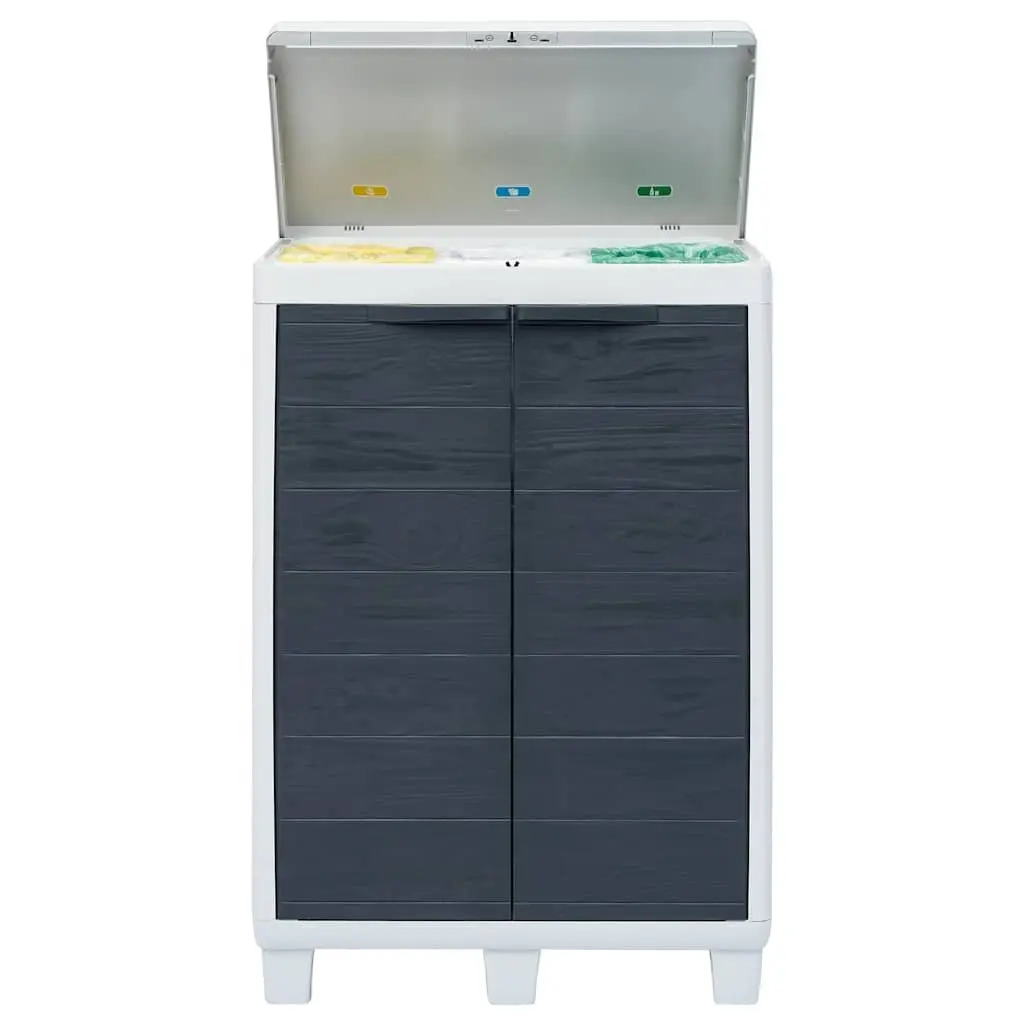 Grey Garden Waste Bin with 3 Sorting Compartments
