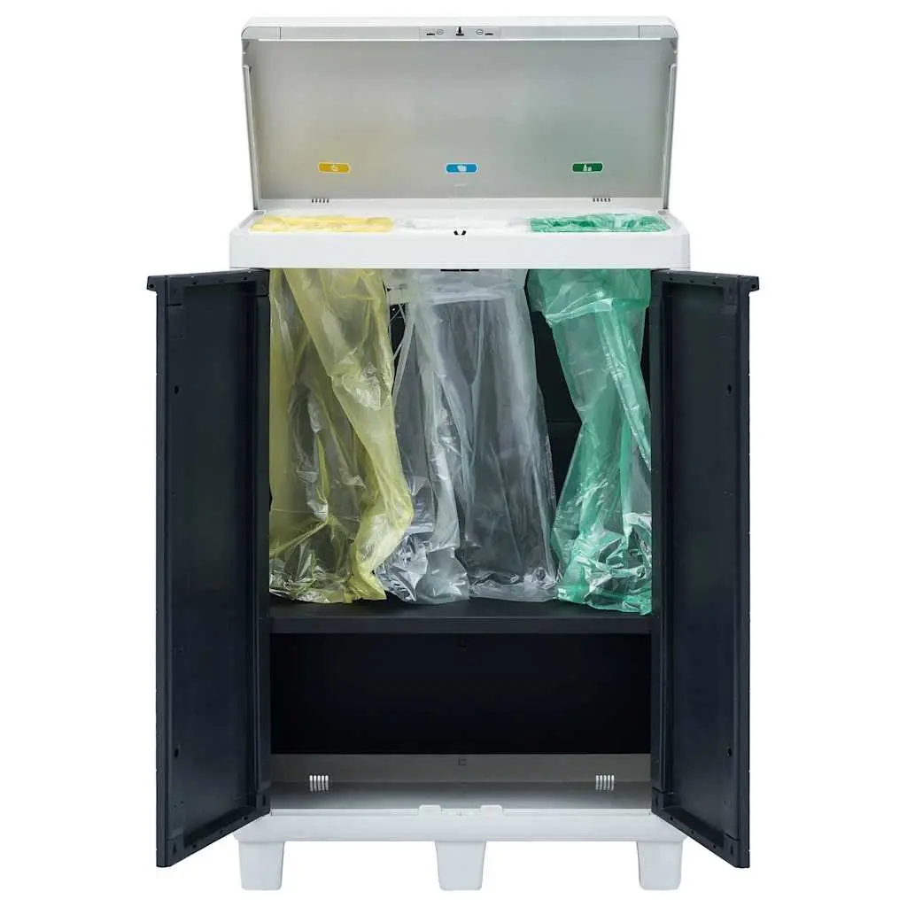 Grey Garden Waste Bin with 3 Sorting Compartments