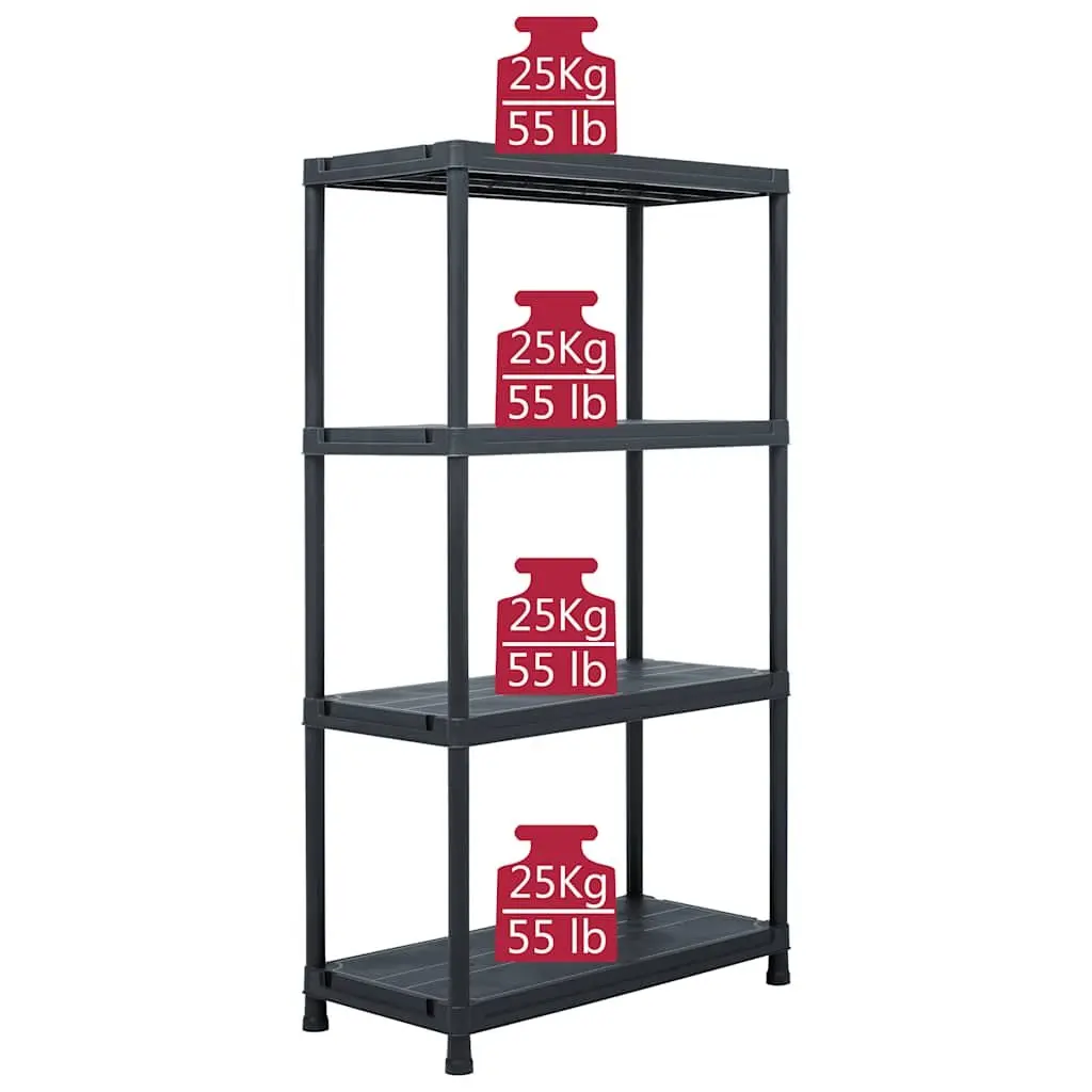 Storage Shelf Rack Plastic 60x30x138cm Black
