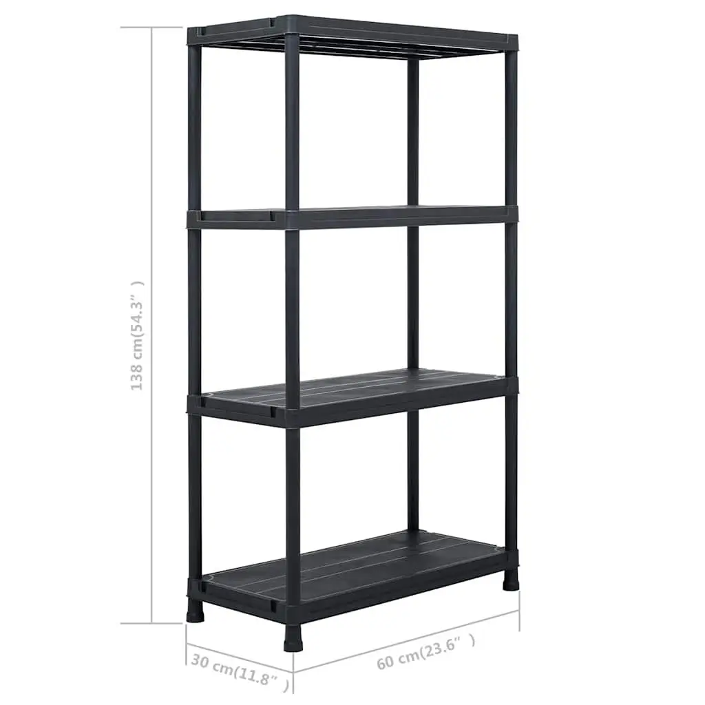 Storage Shelf Rack Plastic 60x30x138cm Black