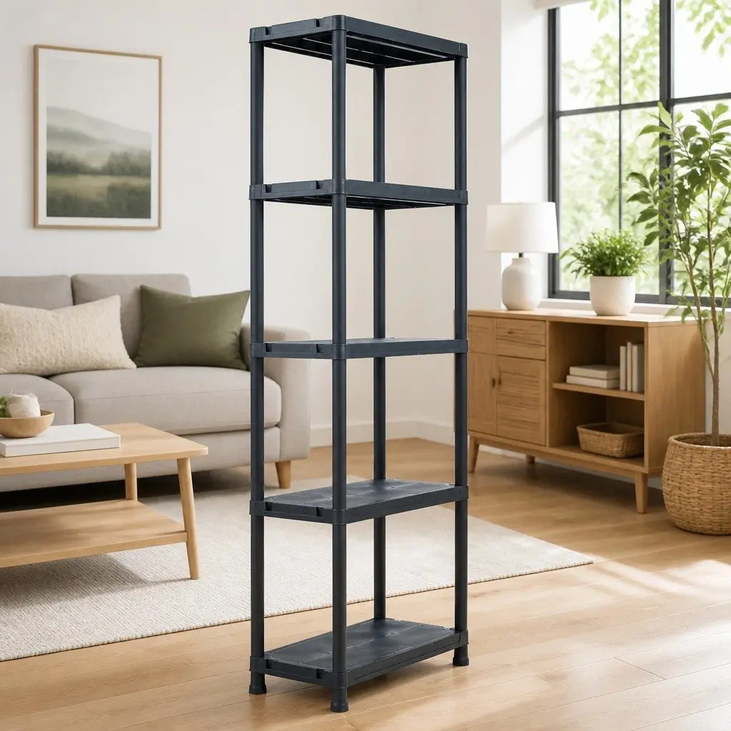 Storage Shelf Rack Plastic 60x30x180 cm Black