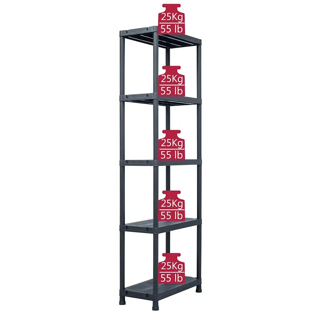 Storage Shelf Rack Plastic 60x30x180 cm Black