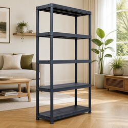Heavy-Duty Black Plastic Storage Shelf Rack with 250kg Capacity