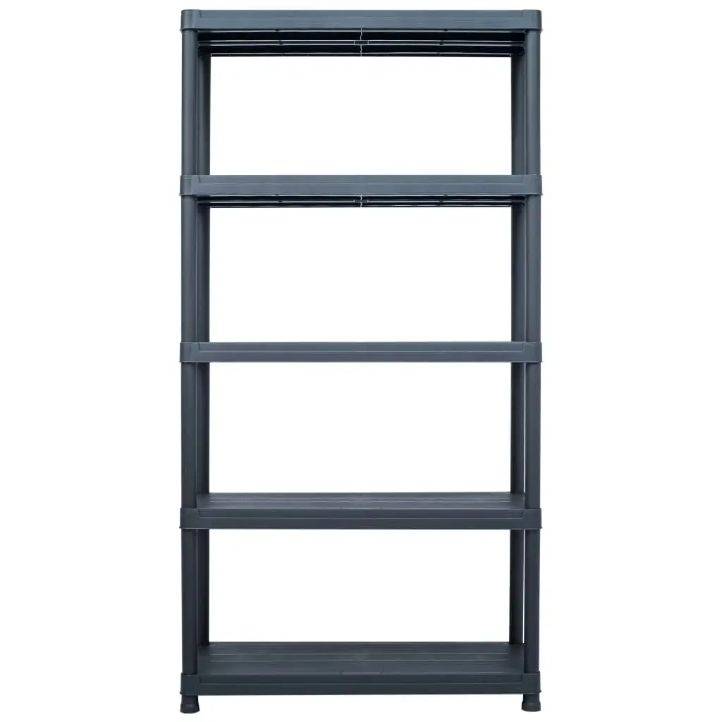 Plastic Shelf Rack Black Durable Storage Unit 80x40x180cm 250kg Capacity