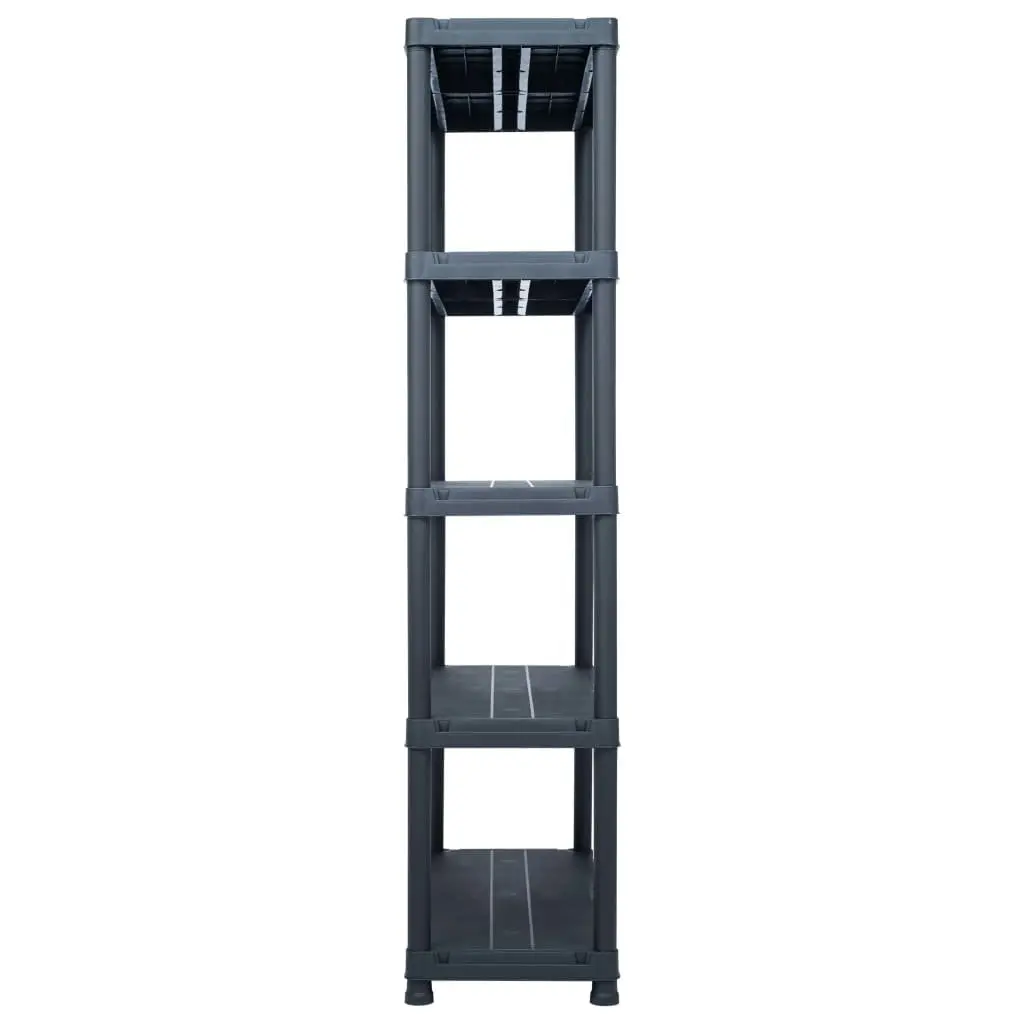 Plastic Shelf Rack Black Durable Storage Unit 80x40x180cm 250kg Capacity