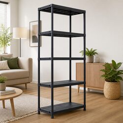 Heavy Duty Plastic Shelf Rack 90x60x180cm Black