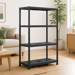 Durable Black Plastic Storage Shelf Rack 90x40x138 cm