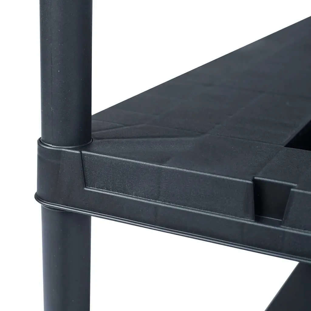 Black Plastic Storage Shelf Rack 90x40x138 cm