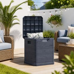 90L Anthracite Garden Storage Box for Outdoor Use