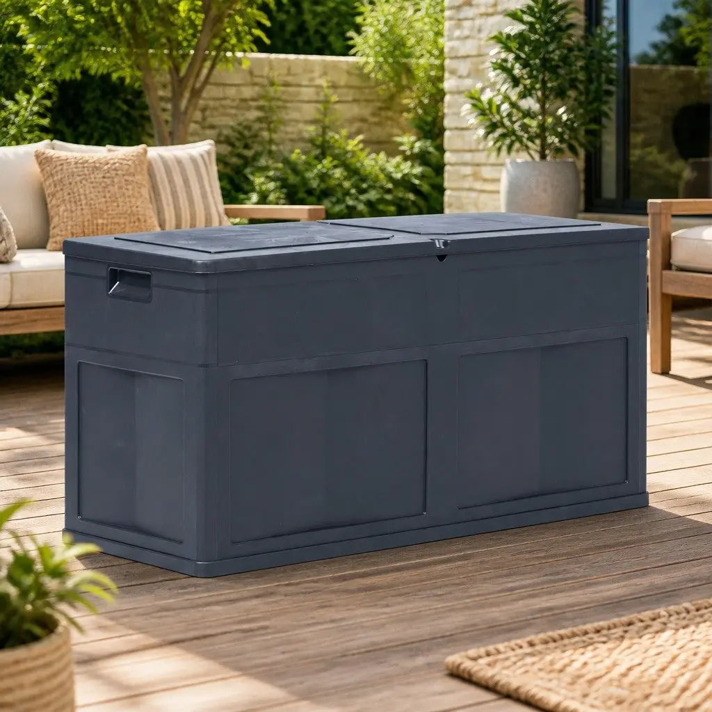 Outdoor Storage Box Weather-resistant Plastic 320L Black