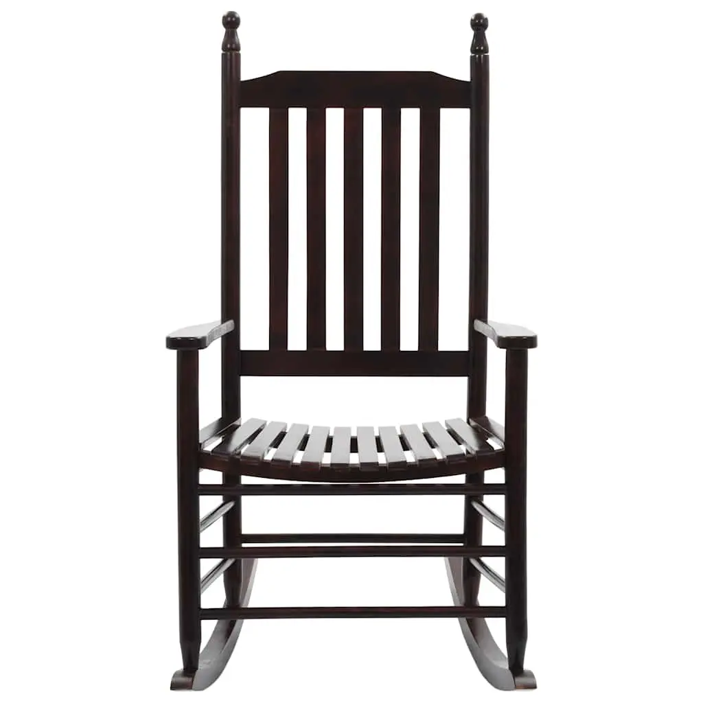 Solid Hardwood Rocking Chair Brown Indoor Outdoor Patio Vintage Inspired