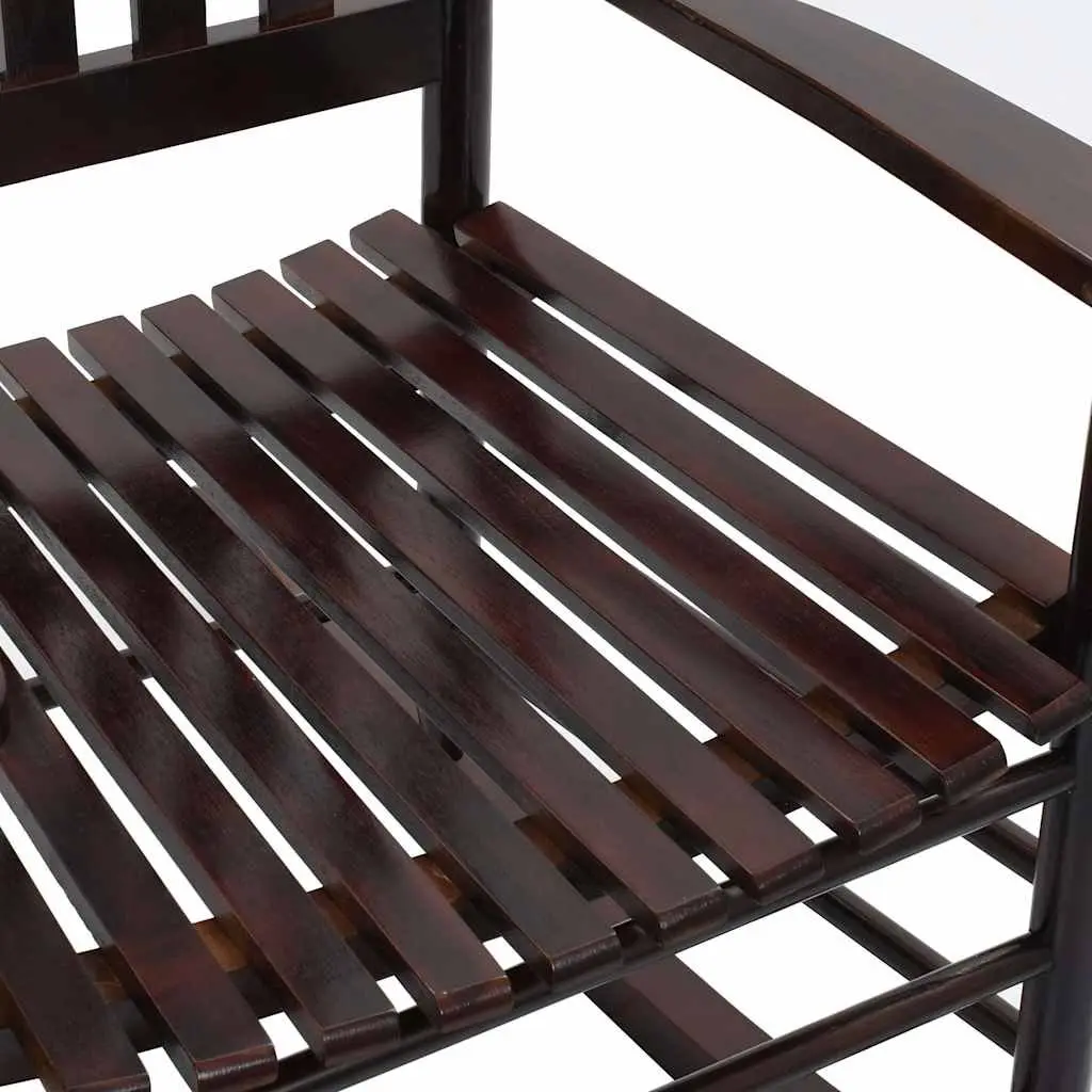Solid Hardwood Rocking Chair Brown Indoor Outdoor Patio Vintage Inspired
