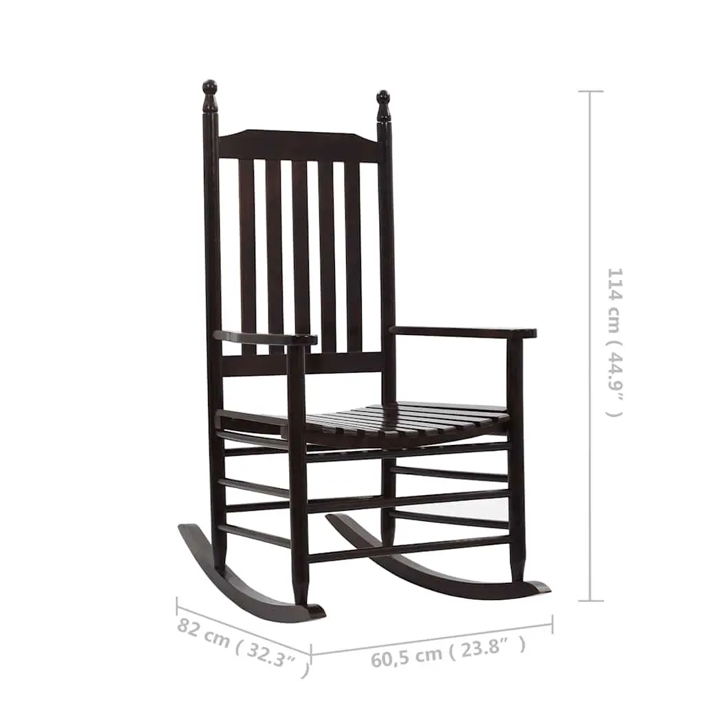 Solid Hardwood Rocking Chair Brown Indoor Outdoor Patio Vintage Inspired