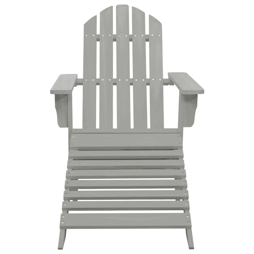 Outdoor Garden Chair with Ottoman Grey Wooden Armchair Patio Seating Set