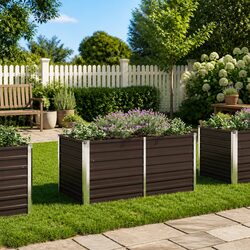 Raised Garden Bed Rectangular Brown 160x80x77 cm Galvanised Steel Planter