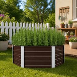 Hexagon Galvanised Steel Raised Garden Bed 129x129x45cm