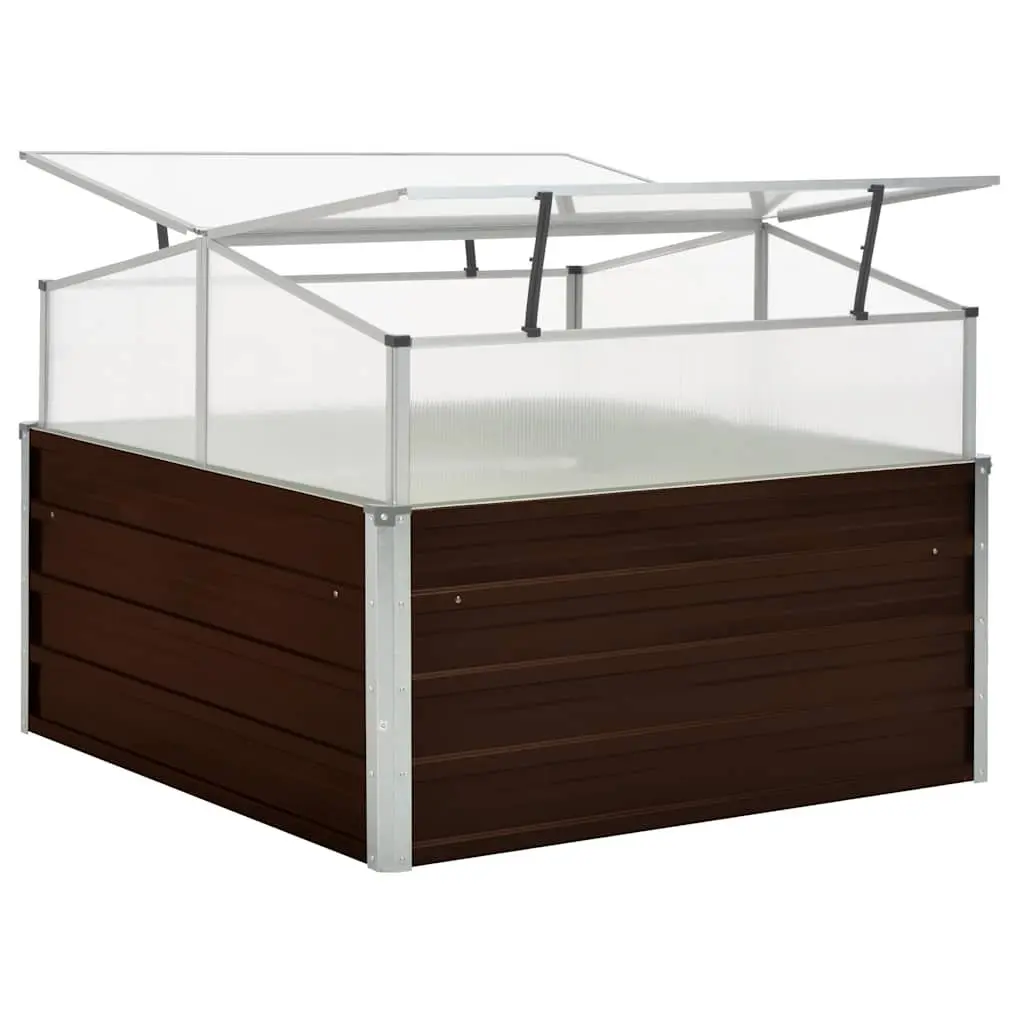 Greenhouse PC Board Galvanised Steel 100x100x85 cm Brown