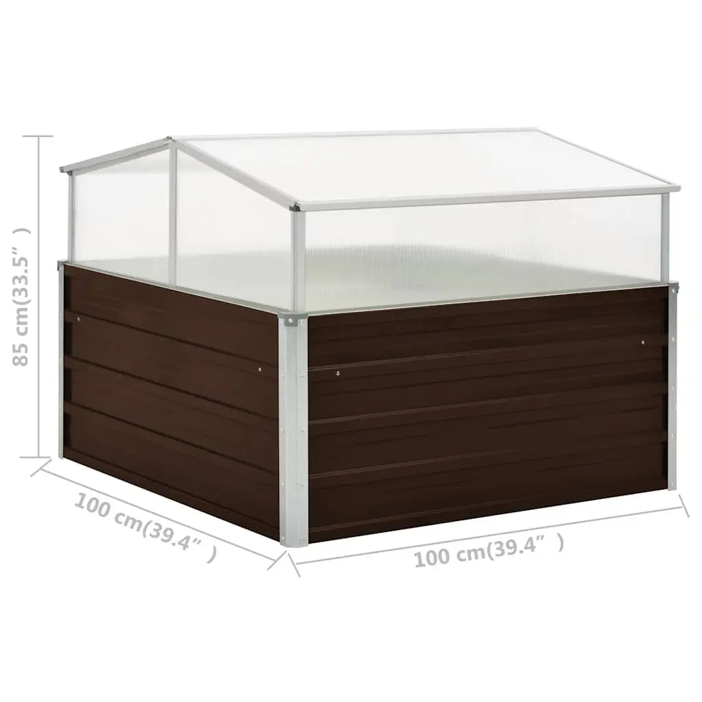 Greenhouse PC Board Galvanised Steel 100x100x85 cm Brown