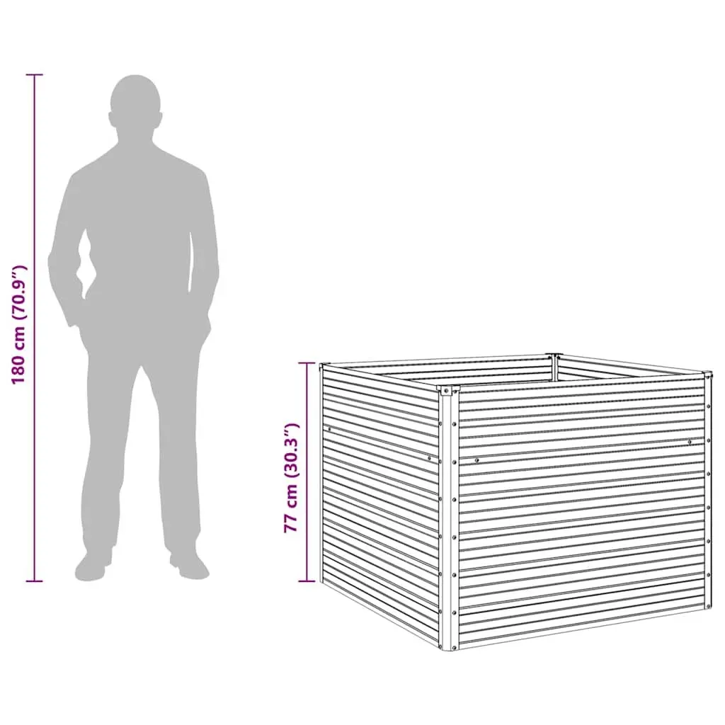 Raised Garden Bed Galvanised Steel 100x100x77cm Brown
