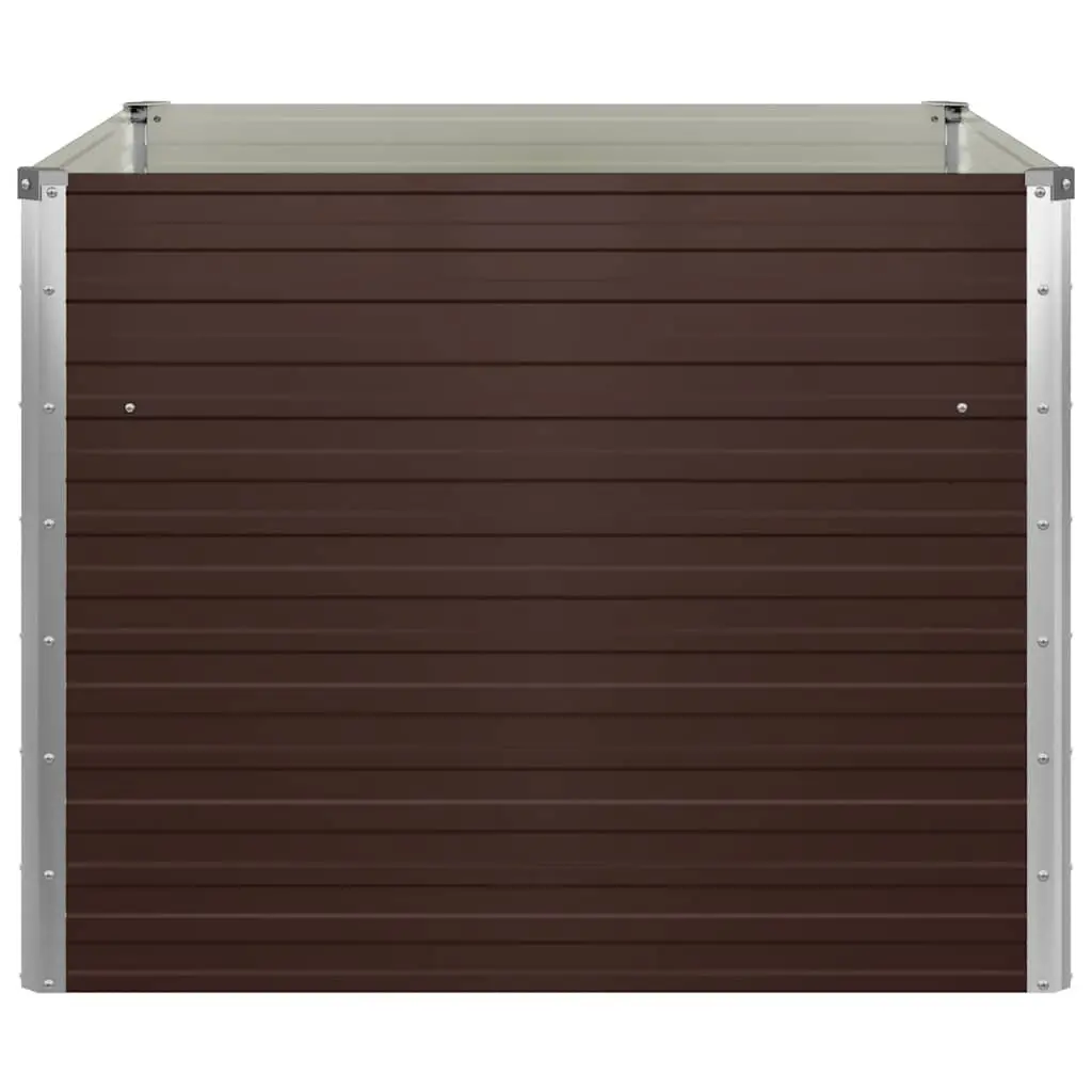 Raised Garden Bed Galvanised Steel 100x100x77cm Brown