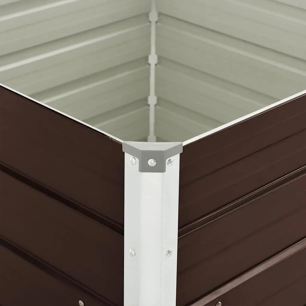 Raised Garden Bed Galvanised Steel 100x100x77cm Brown