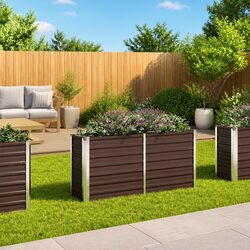 Durable Raised Garden Bed 160x40x77cm Brown Metal Planter