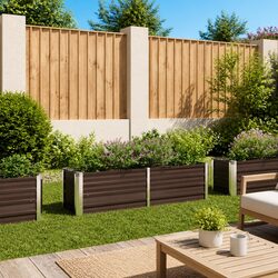 Sturdy Brown Metal Raised Garden Bed 160x40x45cm