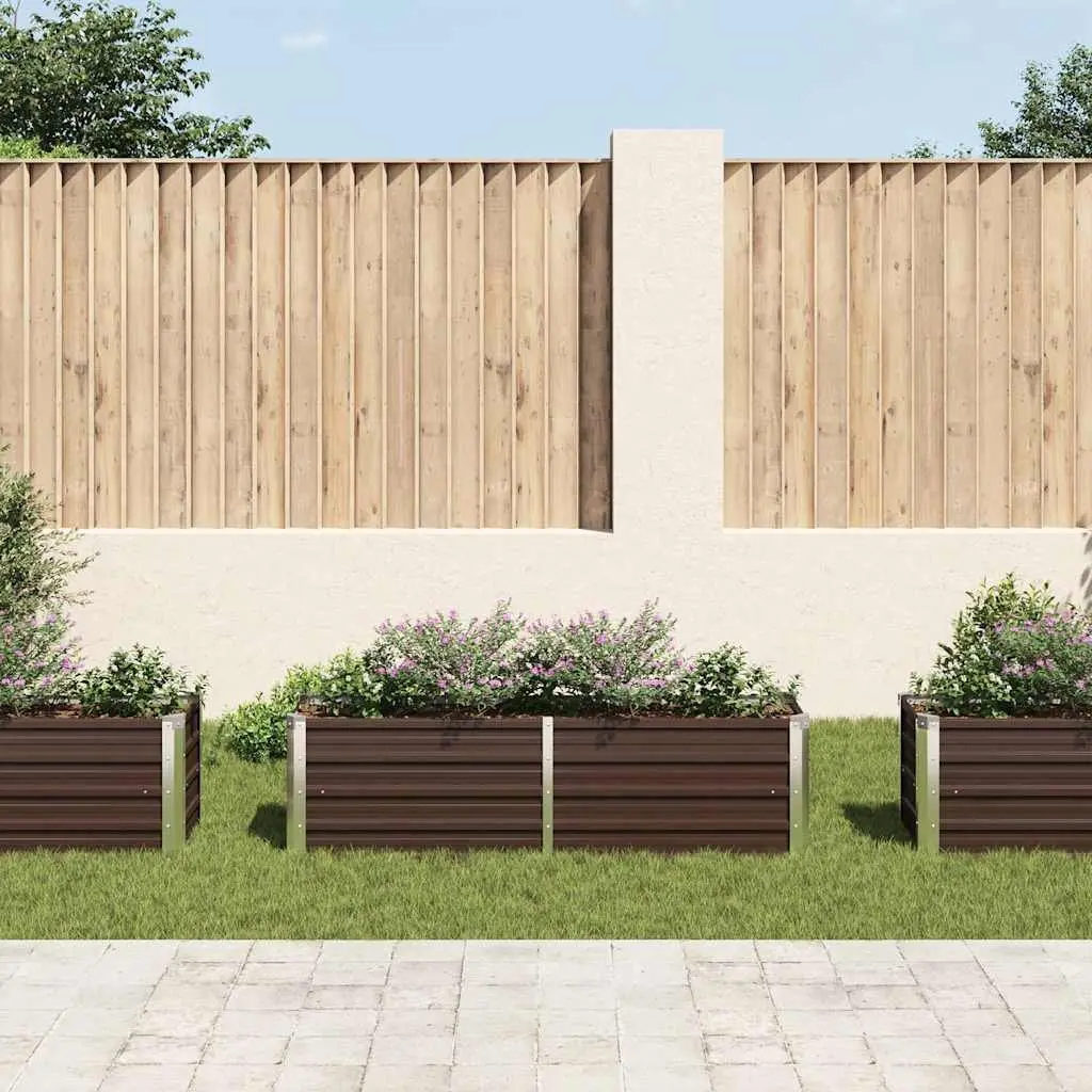 Brown Metal Raised Garden Bed 160x40x45cm