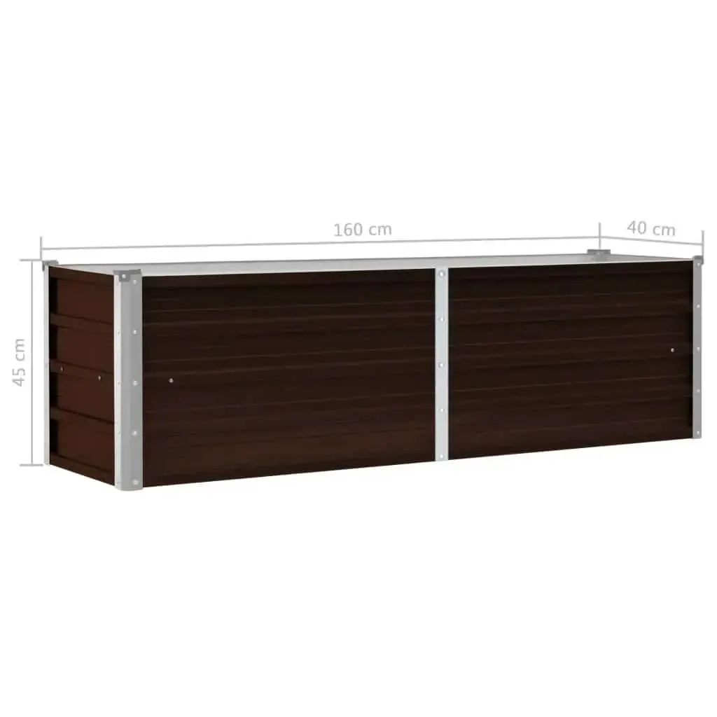 Brown Metal Raised Garden Bed 160x40x45cm