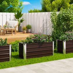 Heavy-Duty Galvanised Steel Garden Raised Bed 100x40x45cm