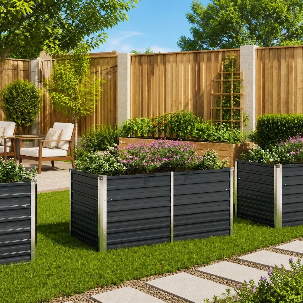 Raised Garden Bed 160x80x77 cm Anthracite Steel