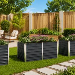Durable Raised Garden Bed 160x80x77 cm Anthracite Steel