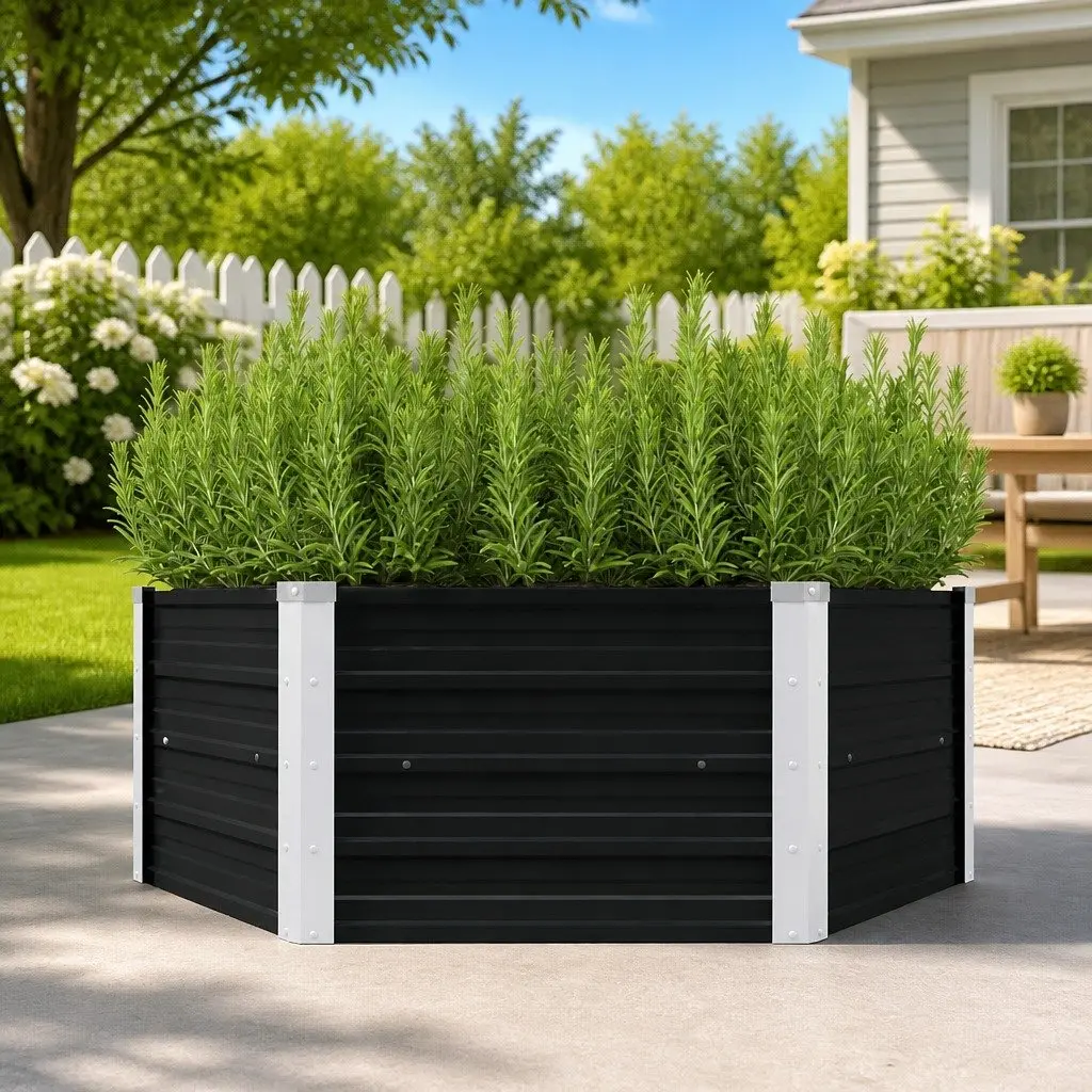 Raised Garden Bed Galvanised Steel 129x129x45cm Anthracite
