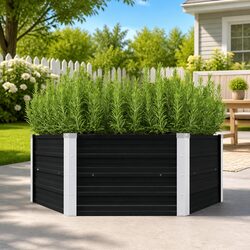 Durable Anthracite Raised Garden Bed 129x129x45cm