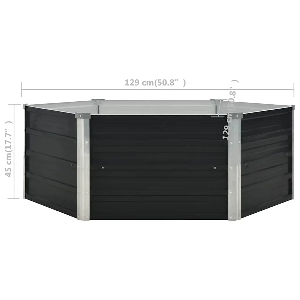 Raised Garden Bed Galvanised Steel 129x129x45cm Anthracite