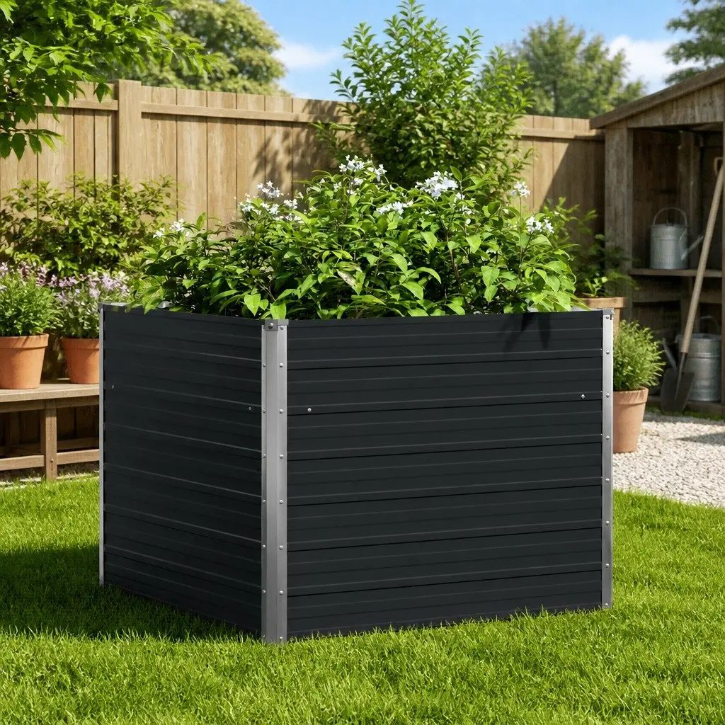 Raised Garden Bed Square Planter in Anthracite